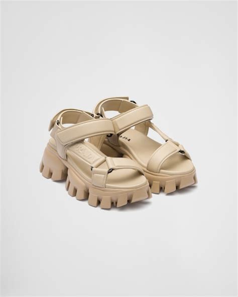 prada leather platform lug-sole sandals|prada nappa leather platform sandals.